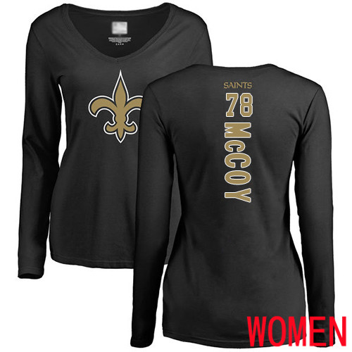 New Orleans Saints Black Women Erik McCoy Backer Slim Fit NFL Football #78 Long Sleeve T Shirt